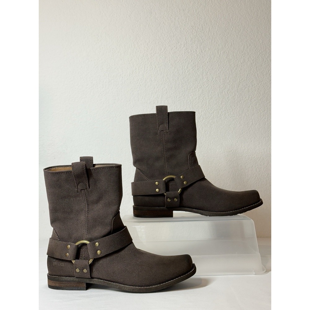 Frye Brown Suede Harness Boots